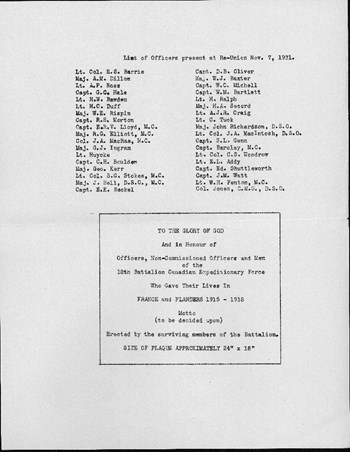 Letter, 1931, 18th Battalion reunion, p. 2
